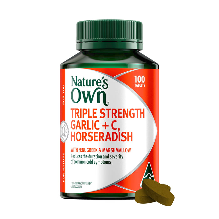 Nature's Own Triple Strength Garlic + C, Horseradish 100 Tablets