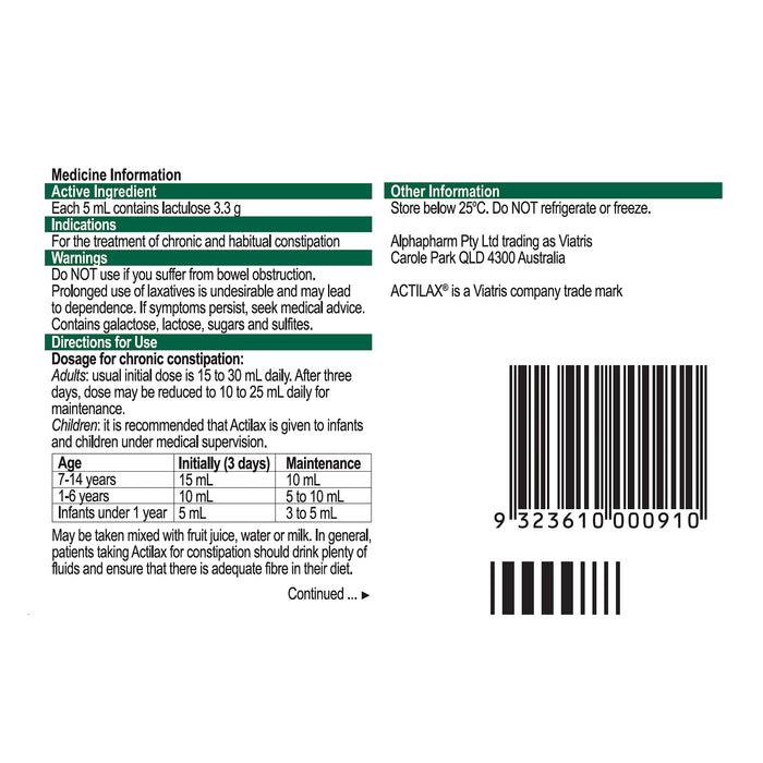 Actilax Mixture 500ml