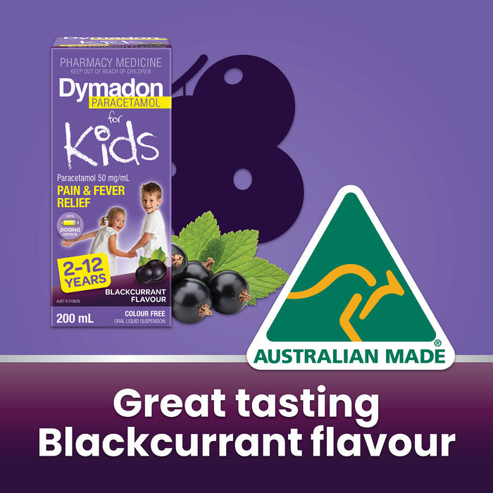 Dymadon Paracet 2-12yrs Blackcurrent 200ml