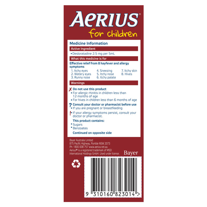 Aerius For Children Syrup 100ml