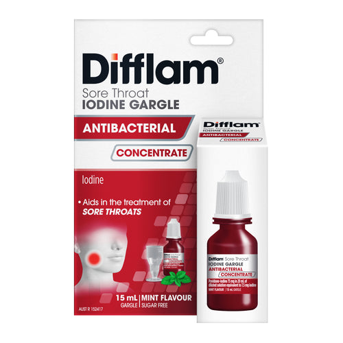 Difflam Sore Throat Iodine Gargle Concentrate Mint Flavour 15mL