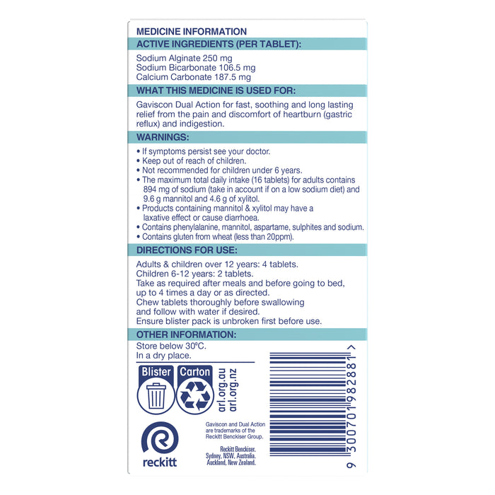 Gaviscon Dual Action Tablets 16