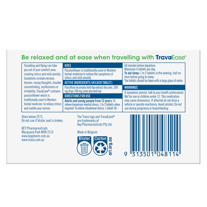 TravaEase Passionflower 14 Tablets