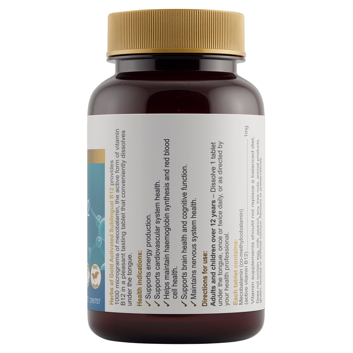 Herbs Of Gold Activated Sublingual B12 75 Tablets