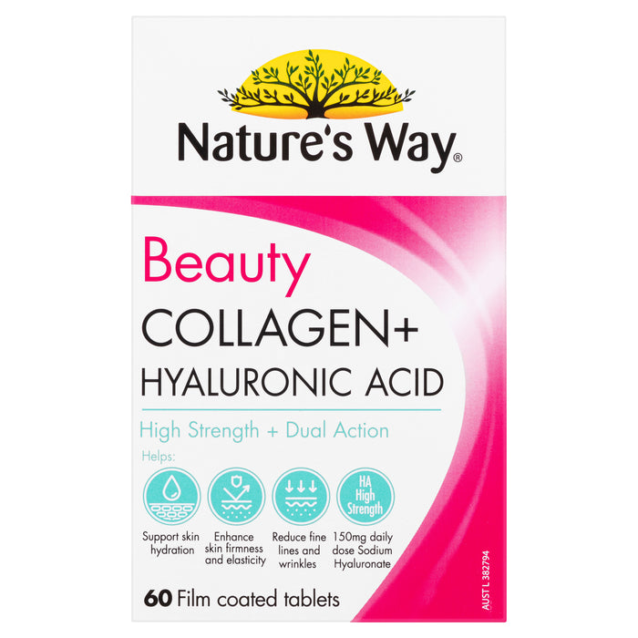 Nature's Way Beauty Collagen + Hyaluronic 60 Tablets.