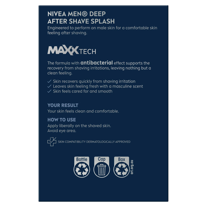 Nivea Men After Shave Splash Deep Comfort 100ml.