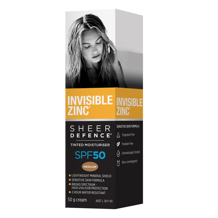 Invisible Zinc Sheer Defence Tinted Moisturiser Medium 50g.