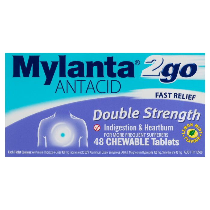 Mylanta 2 Go Double Strength Chew Tablets 48.