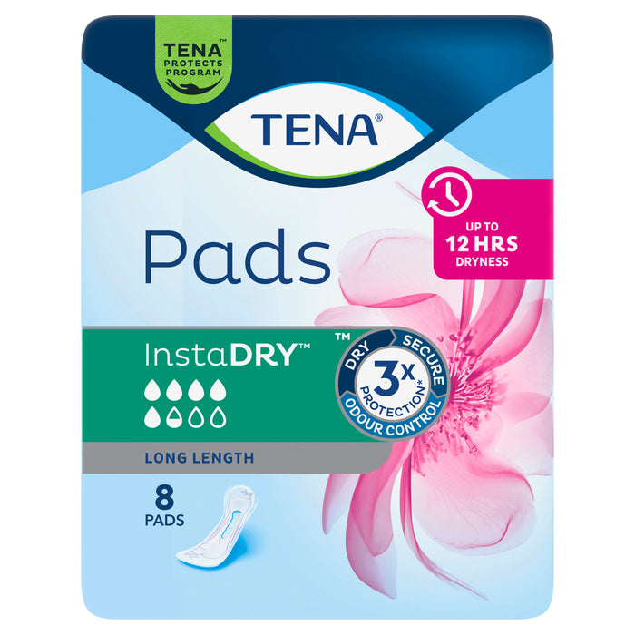 Tena Instadry Standard Length Pads 8 Pack.