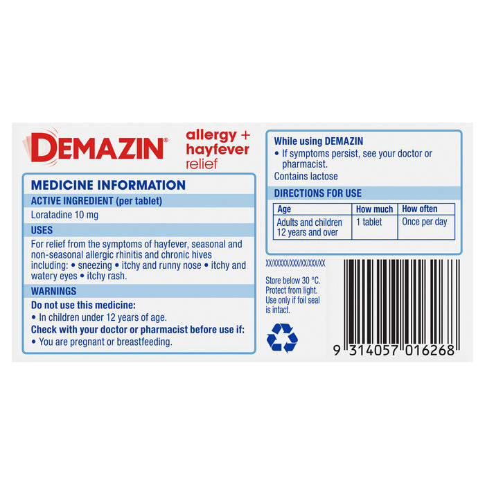 Demazin Allergy + Hayfever 60 Tablets