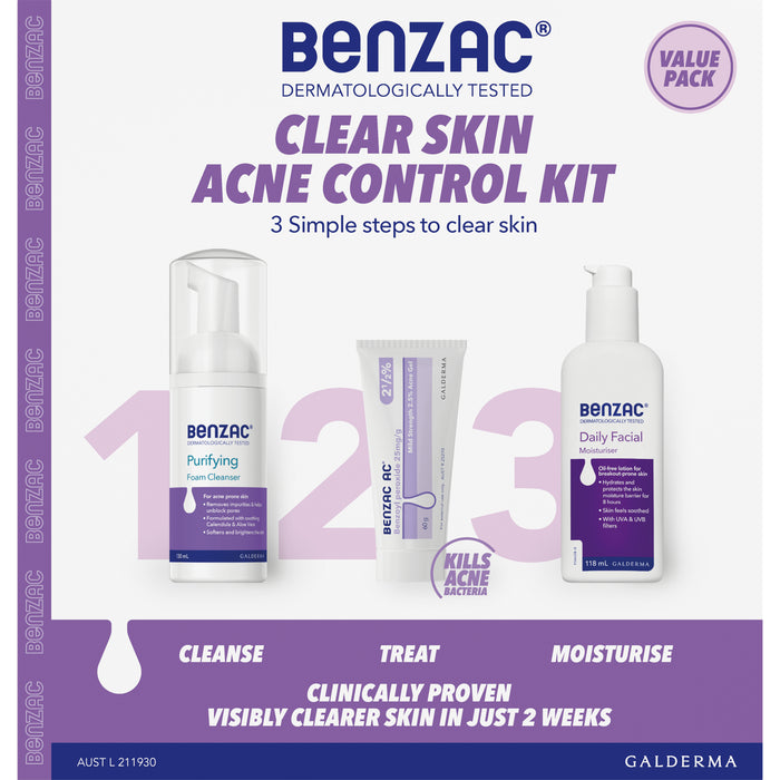Benzac Clear Skin Acne Kit.