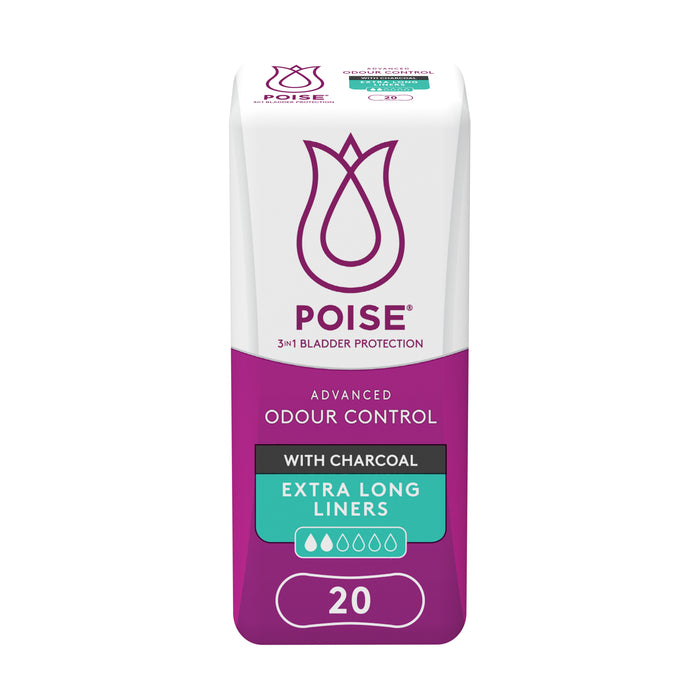 Poise Charcoal Extra Long Liner 20