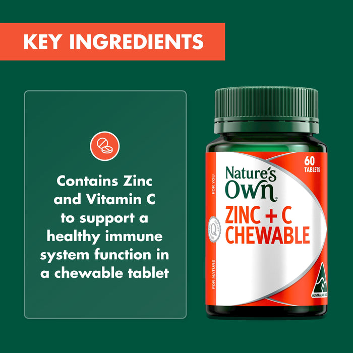 Nature's Own Zinc + C Chew 60 Tablets.