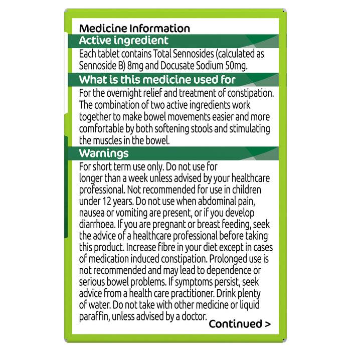 Senokot Dual Action 90 Tablets.