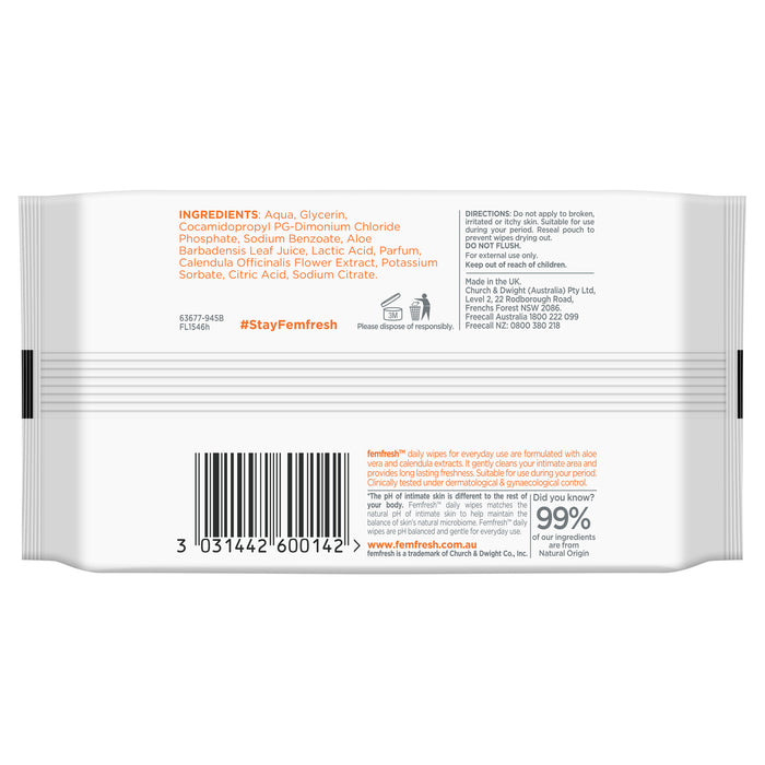 Femfresh Feminine Wipes 20 Pack
