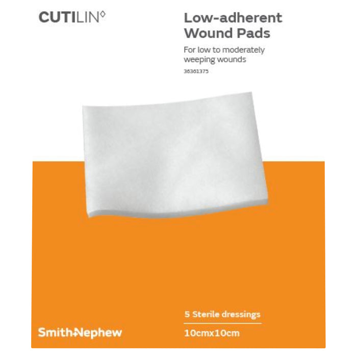 Cutilin 10cm x 10cm Low Adherent Wound Pads Sterile 5 Pack.