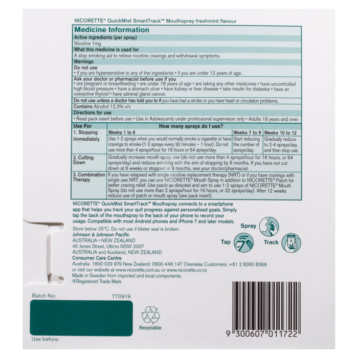 Nicorette Quick Mist Smart Track Mouth Spray 2x150