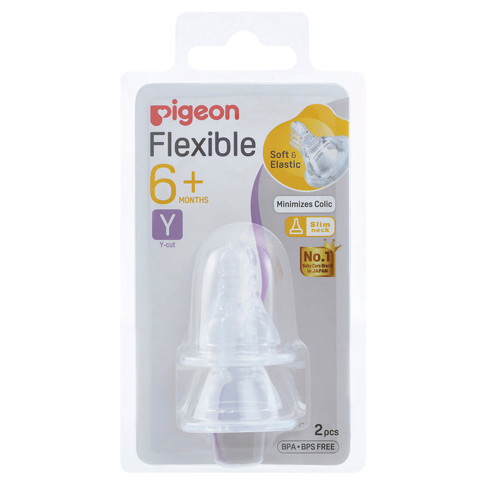 Pigeon Peristaltic Slim Neck Teat Y Cut 2 Pack