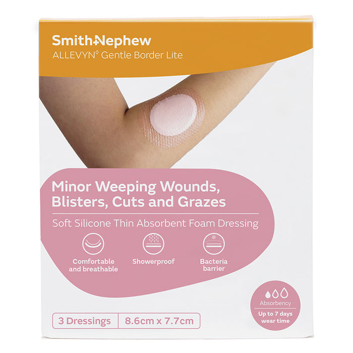 Allevyn Gentle Border Lite Oval Dressing 8.6x7.7cm 3 Pack