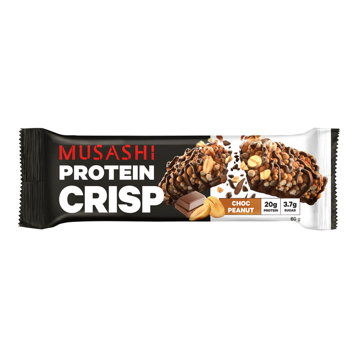 Musashi Protein Crisp Bar Choc Peanut 60g.