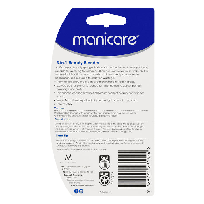 Manicare 3-in-1 Beauty Blender Peach.
