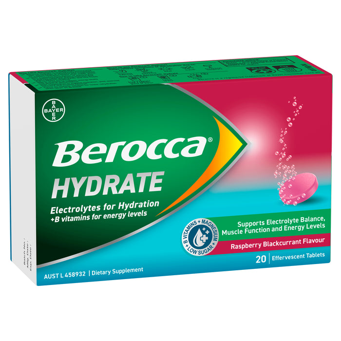 Berocca Hydrate Blackcurrant Effervescent Tablets 20