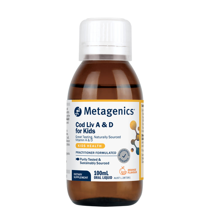 Metagenics Cod Liv A & D for Kids Orange 100ml Liquid