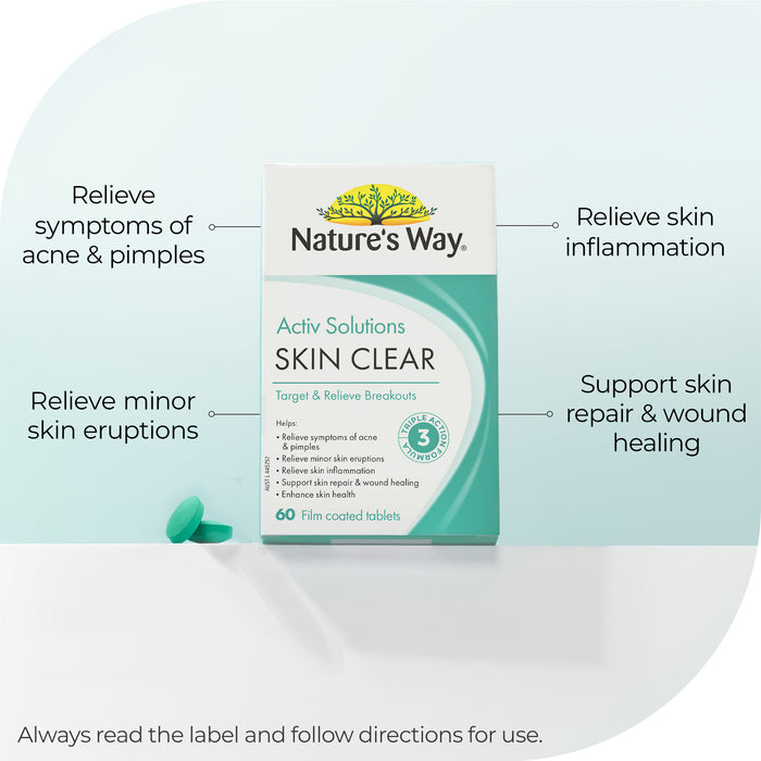 Nature's Way Beauty Activ Solutions Skin Clear 60 Tablets.