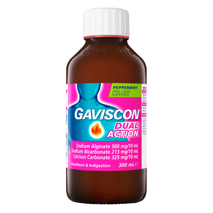 Gaviscon Dual Action Liquid Pepermint 300ml.