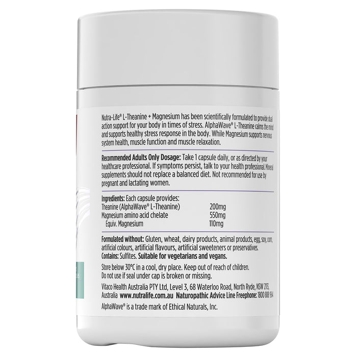 Nutra-Life L Theanine + Magnesium 60 capsules.