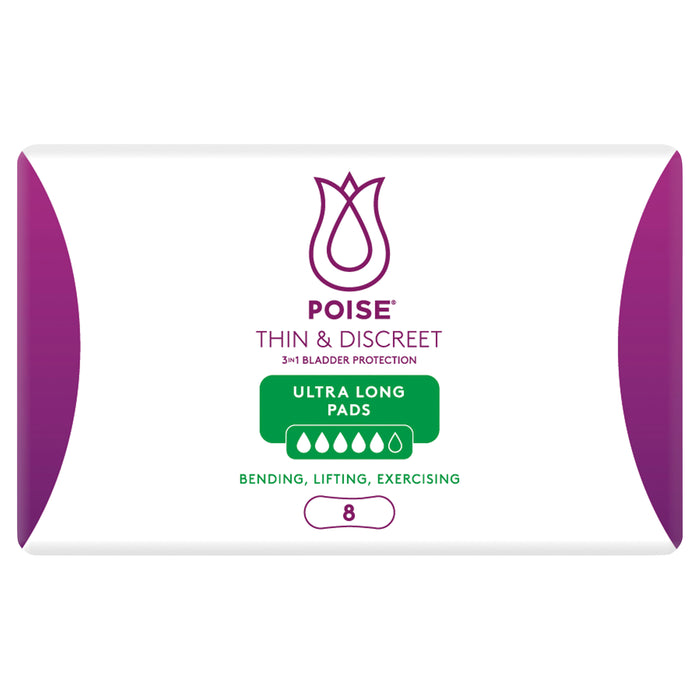 Poise Thin & Discreet Ultra Long Pads 8 Pack