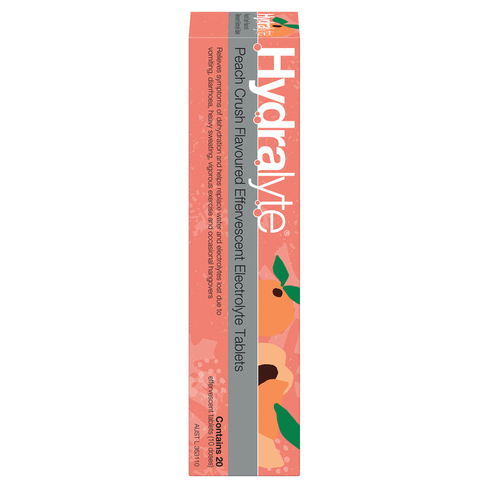 Hydralyte Effervescent Tablets Peach Crush 20