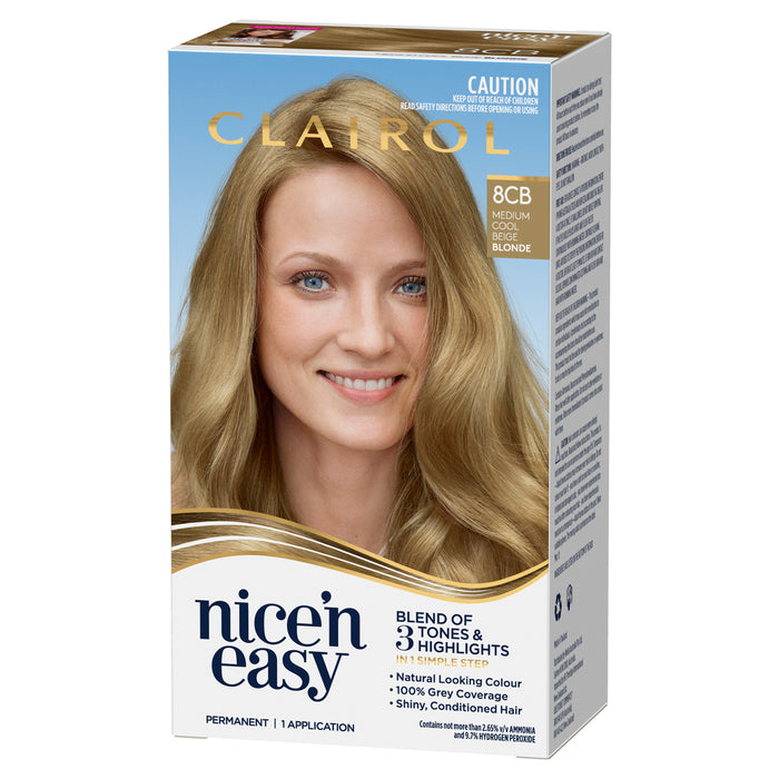 Clairol Nice N Easy 8CB Natural Medium Champagne Blonde.