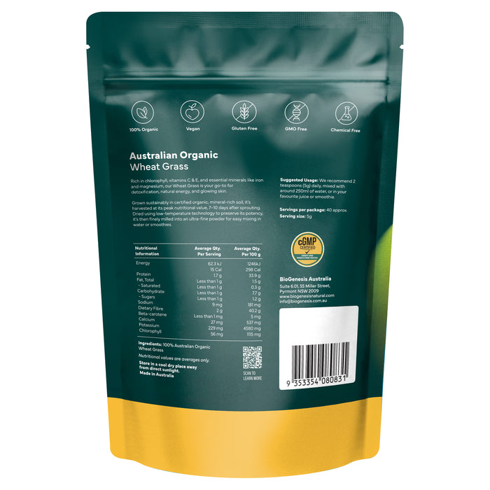 BioGenesis Australian Organic Wheat Grass Powder 200g