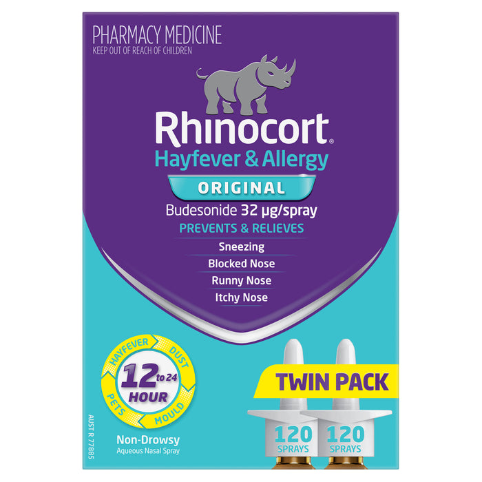 Rhinocort Aqueous Nose Spray 32mcg 120 Dose Twin Pack.