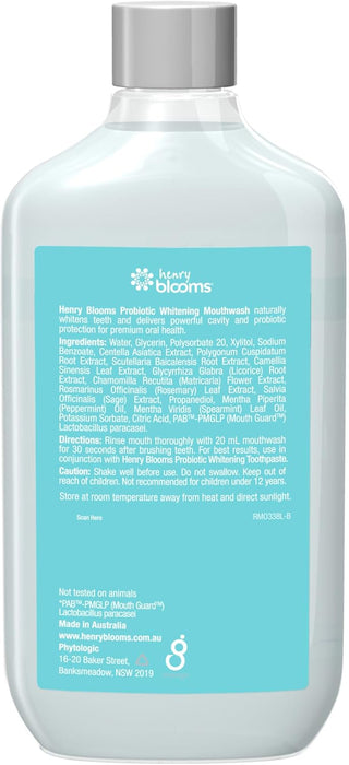 Henry Blooms Probiotic Teeth Whitening Mouthwash 375ml