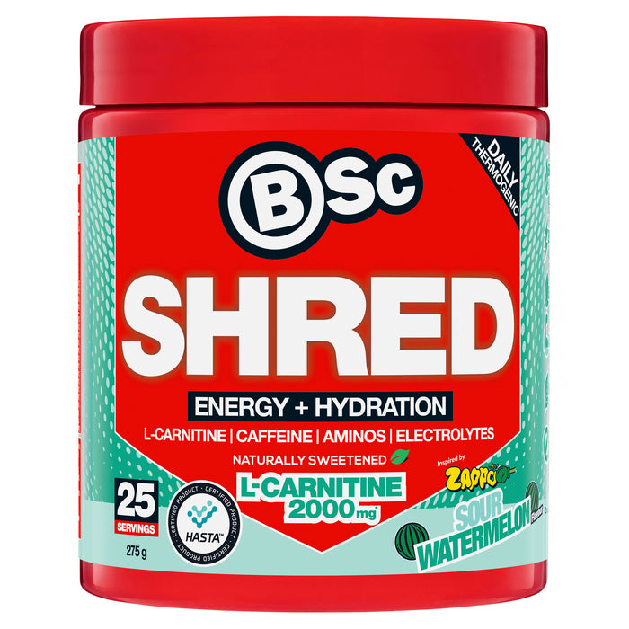 BSc Energy Shred Hydration Zappo Sour Watermelon Powder 275g