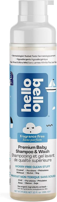 Hello Bello Premium Baby Shampoo & Wash Fragrance Free 296ml