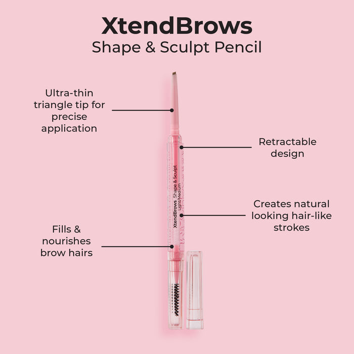 MCo Beauty Xtend Brows Shape & Sculpt Pencil Medium/Dark