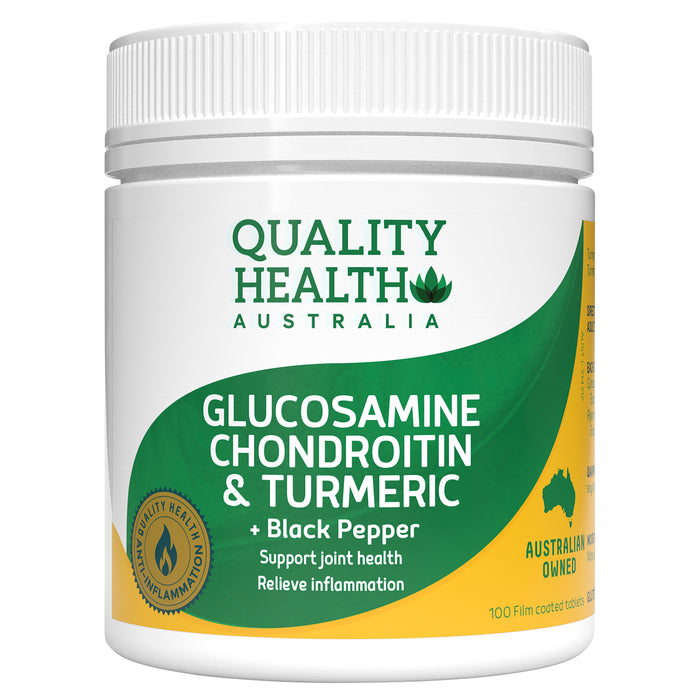 Quality Health Glucosamine Chondroitin Turmeric 100 Tablets.