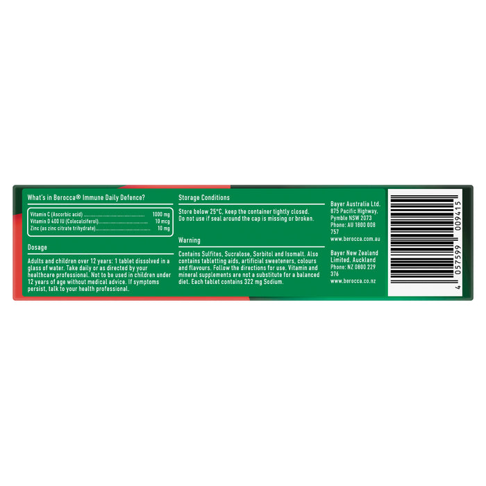 Berocca Immune Daily Defence Blackcurrant 30 Effervescent Tablets