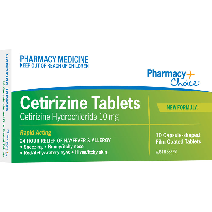 Pharmacy Choice Cetirizine Hayfever & Allergy Relief 10 Tablets New Formula