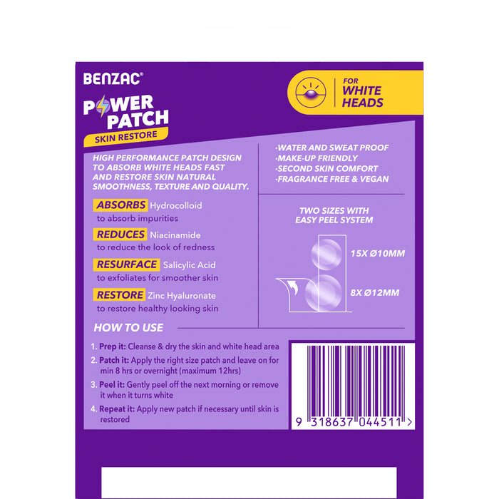 Benzac Power Patch Skin Restore Pimple Patches 23 Pack