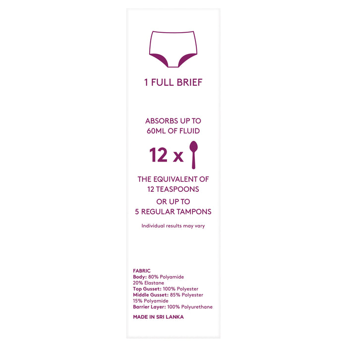 Poise 2 in 1 Washable Underwear Regular Black 10-12.