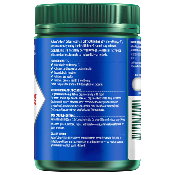 Nature's Own Odourless Fish Oil 1500mg 200 Capsules