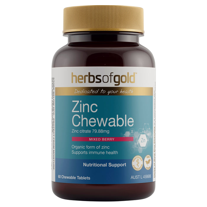 Herbs Of Gold Zinc Chewable 60 Tablets