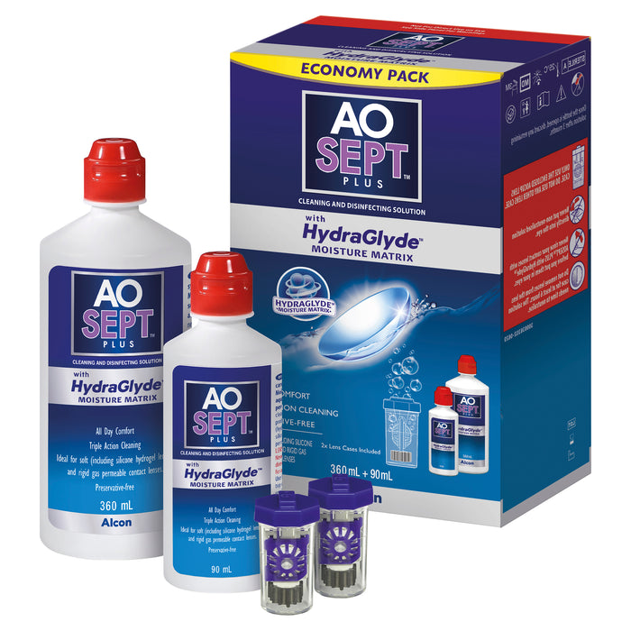 Aosept Plus with HydraGlyde Economy Pack 360ml + 90ml