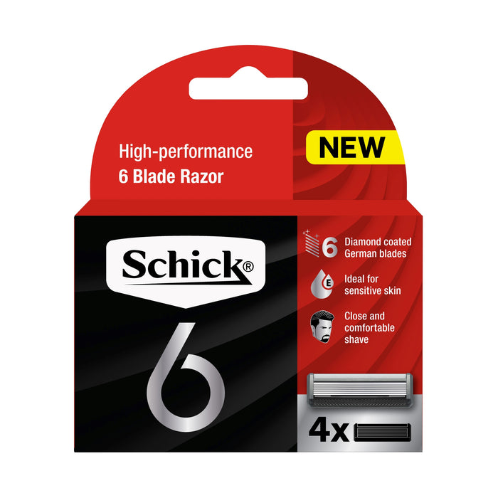 Schick 6 Razor Mens High Performance Refill 4 Pack