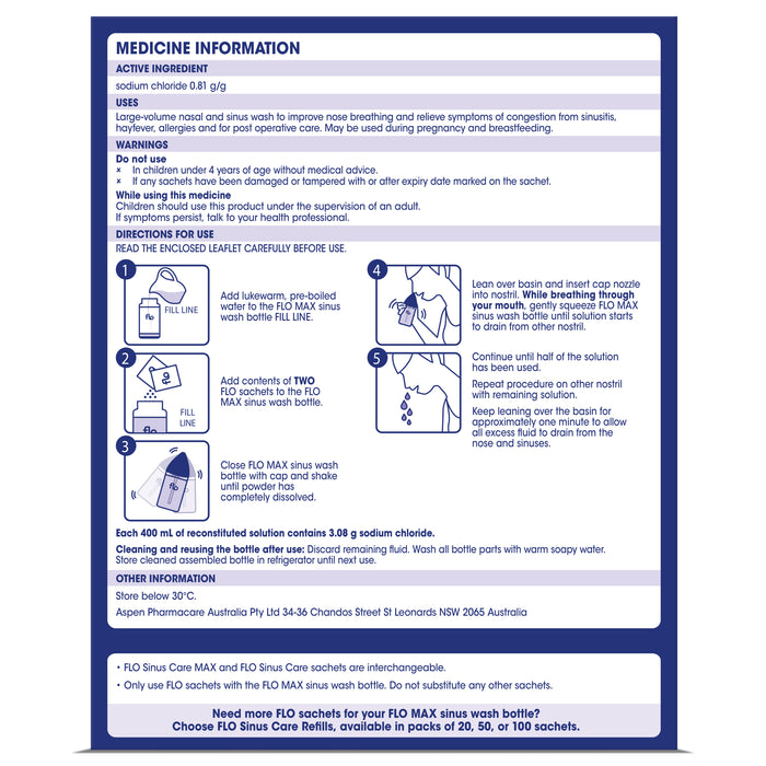 Flo Sinus Care Max Bottle & Sachets 28