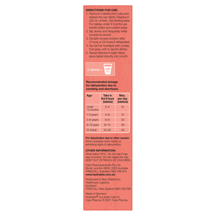 Hydralyte Effervescent Tablets Peach Crush 20